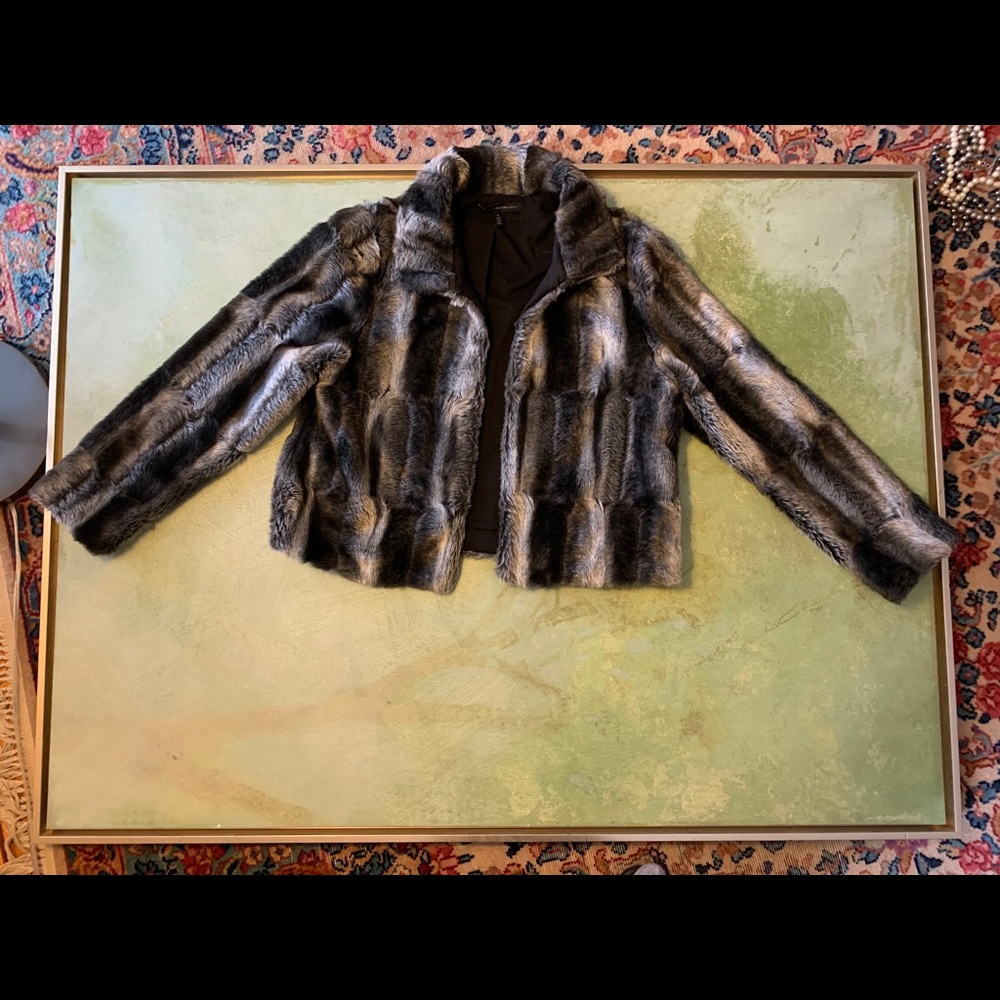 White House Black Market Faux-fur jacket.
